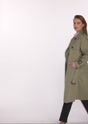 Long olive women's coat-style jacket KURDT-0512-57(W25)